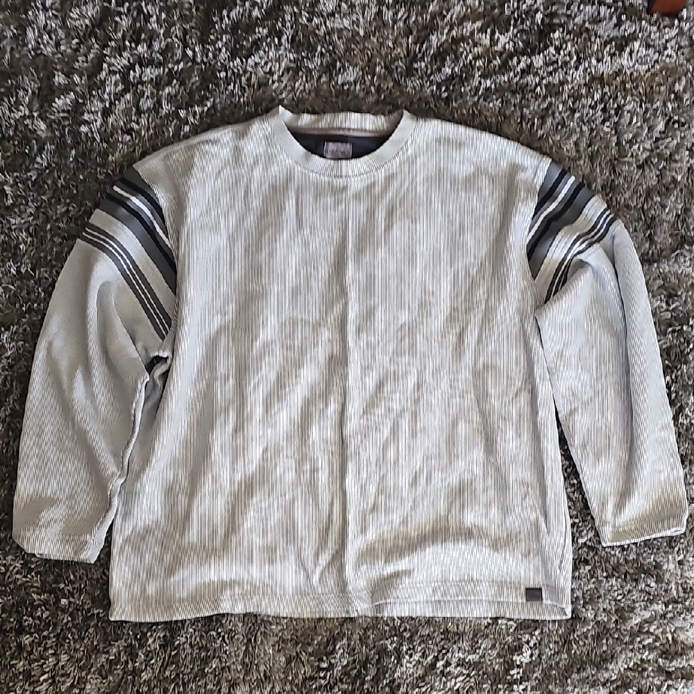 Striped Crewneck Sweater - Gray